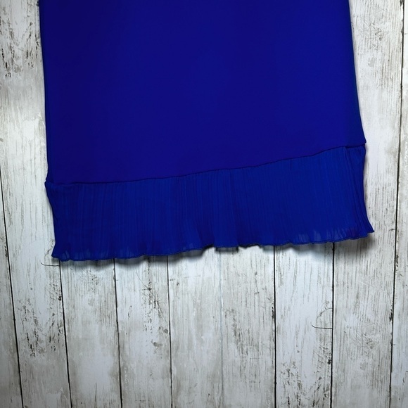 Women’s Size 6 Royal Blue Shift Dress Pleated Cuffs & Hem Elegant - Picture 8 of 12
